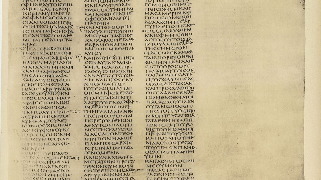 Der Taufauftrag des Matthäusevangeliums im Codex Sinaiticus.