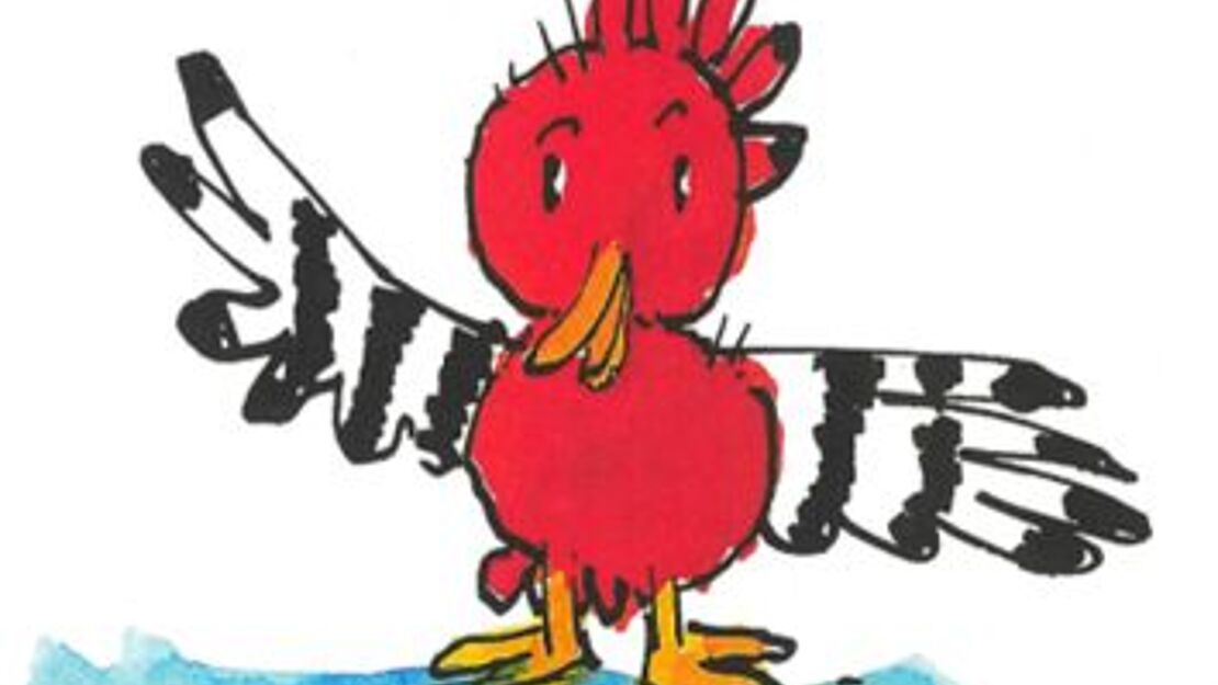 Ein illustrierter Wiedehopf namens Wido. 